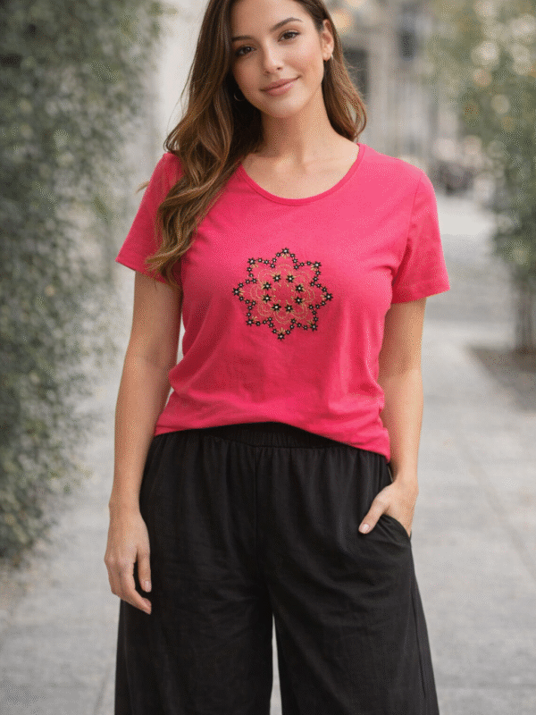 CAMISETA CORAL ESTRELLA BORDADA