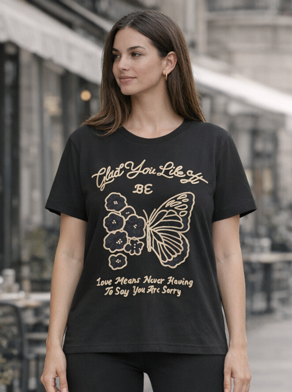 CAMISETA ALGODÓN NEGRA / DORADO