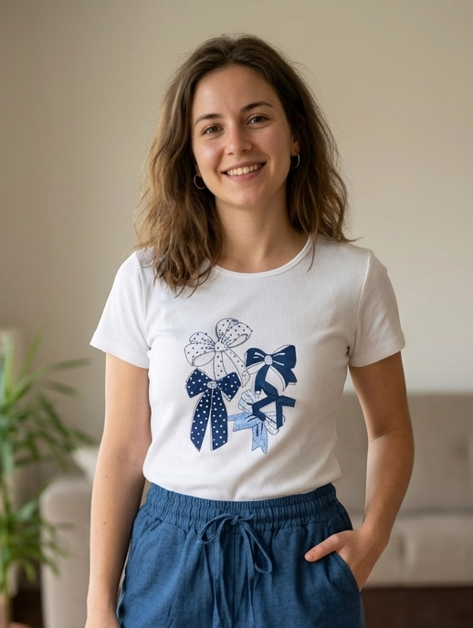 CAMISETA LAZOS BORDADA