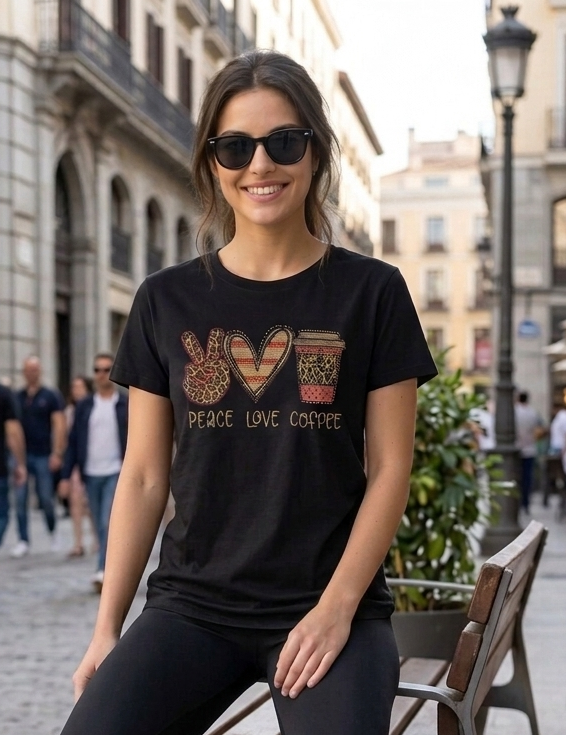 CAMISETA ALGODÓN NEGRA COFFE