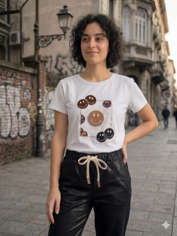 CAMISETA BLANCA EMOTICONOS ALGODÓN