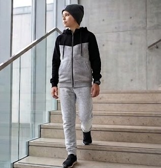CHÁNDAL ALGODÓN NIÑO GRIS NEGRO