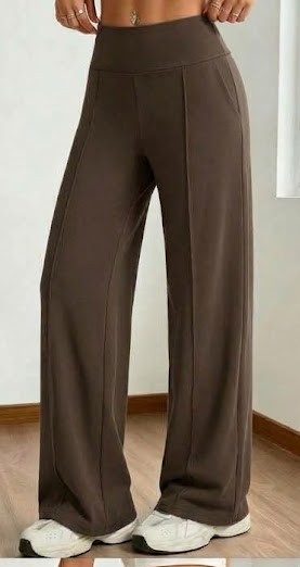 PANTALÓN PINZAS MARRÓN POLIÉSTER
